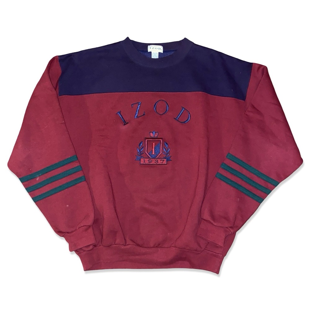 Vintage IZOD Crewneck Sweatshirt Mens Large 80s 90s Embroidered Logo Red